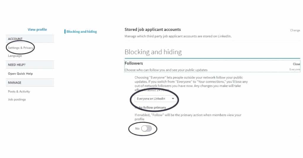 Quem pode seguir você no LinkedIn